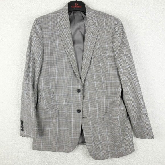 Brooks Brothers Blazer Mens 43R Black White Houndstooth Check Wool Silk - Picture 1 of 16